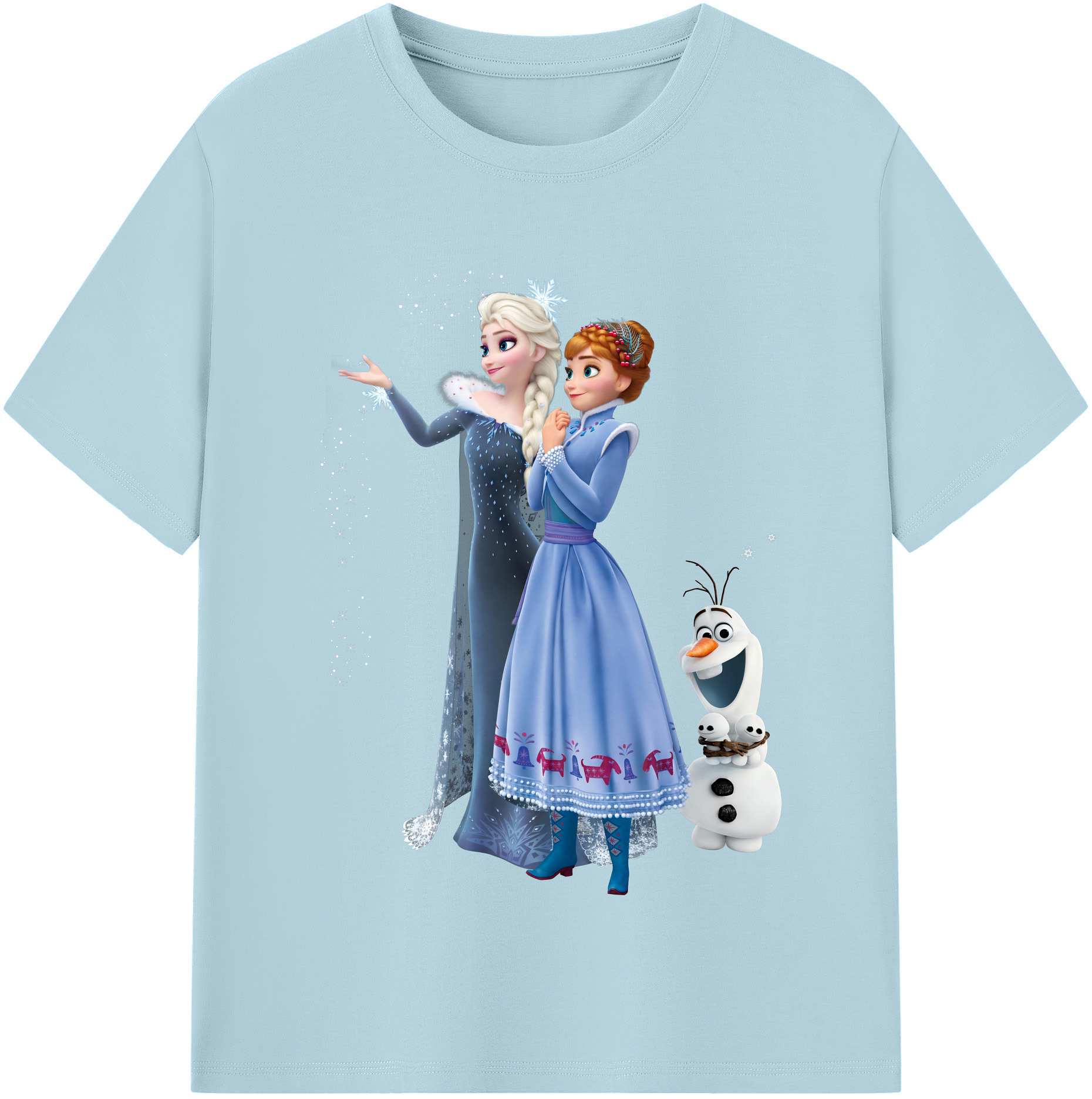（画像用） アナと雪の女王 アンナ エルサ Frozen Anna Elsa 綿100％半袖Tシャツ（フロントプリント）